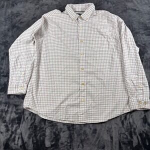 Orvis Button Down Shirt Mens XL White Red Plaid Classic Fit Long Sleeve